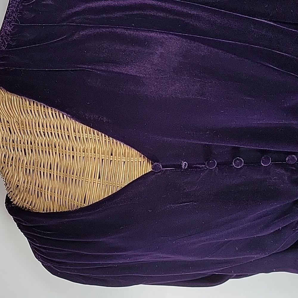 Lauren Ralph Lauren sz14 Velvet Button Font Puff 3/4 Sleeve Top Purple BinH - Picture 2 of 8